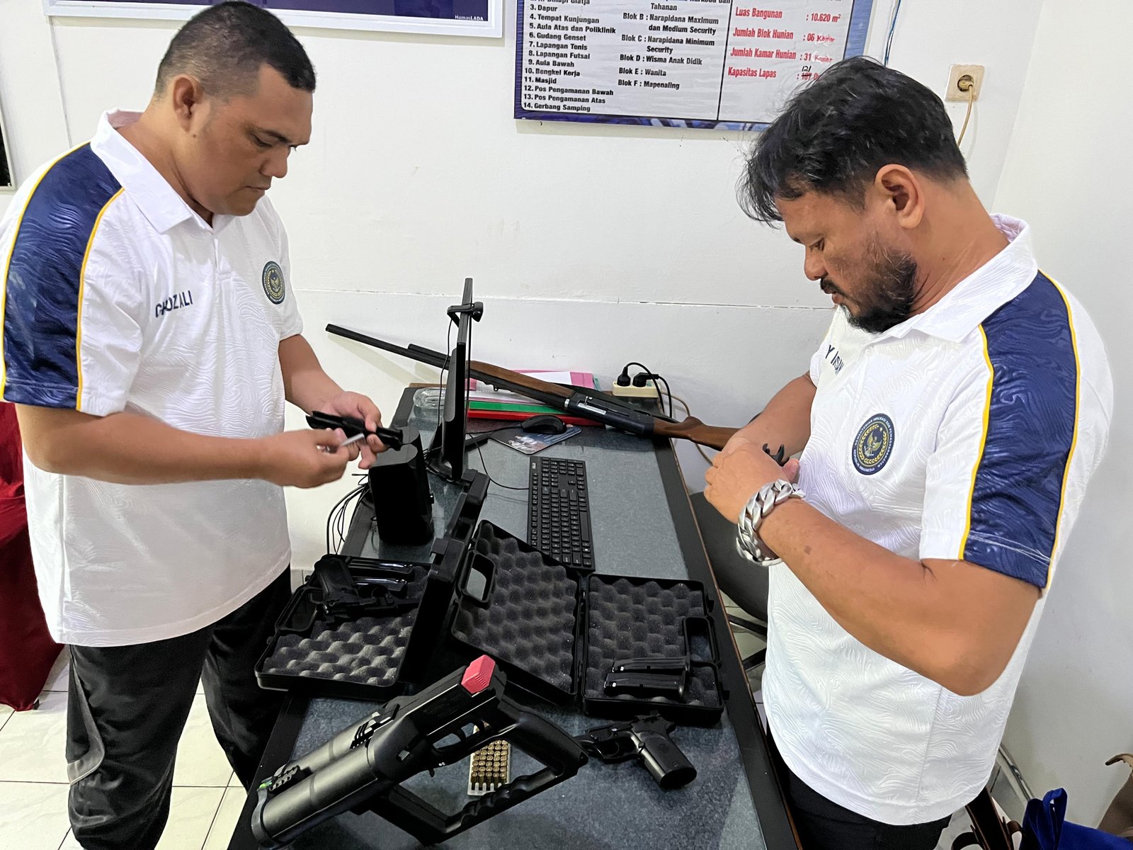 Langkah Preventif Jaga Kamtib, Lapas Tanjungpandan Rutin Rawat Senjata Api